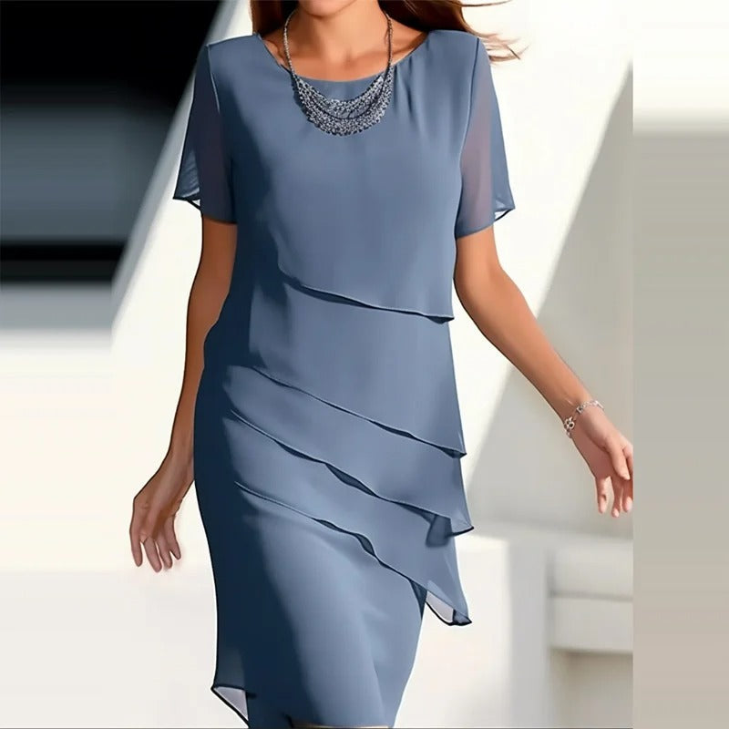 Women's Cocktail Dress Elegant Blue Classic Design 0