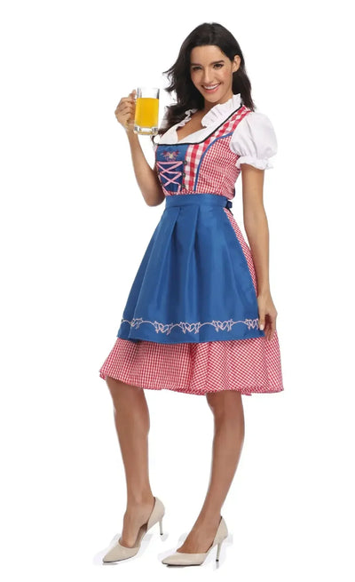 Women's Dirndl Dress with Apron for Oktoberfest Festivals and Cosplay 4