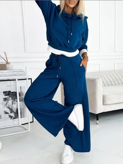 Women's Loungewear Set - Hooded Top and Wide Leg Pants 9