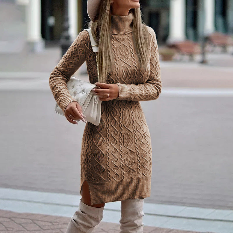 Women's Mini Turtleneck Knit Dress - Elegant Autumn Style for Casual and Formal Events 0