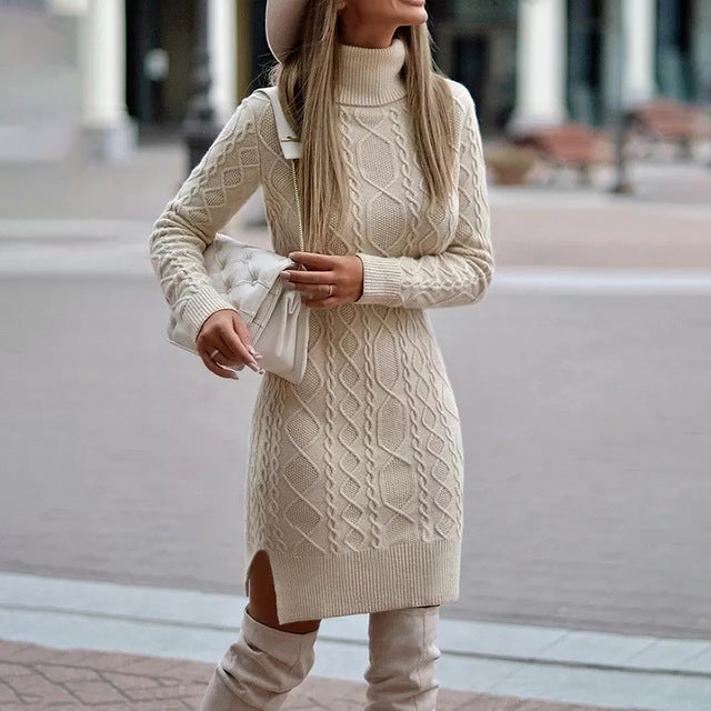 Women's Mini Turtleneck Knit Dress - Elegant Autumn Style for Casual and Formal Events 2
