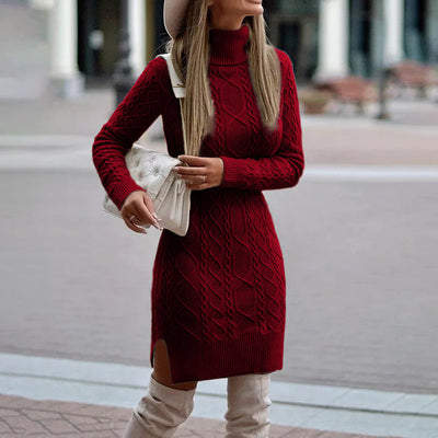 Women's Mini Turtleneck Knit Dress - Elegant Autumn Style for Casual and Formal Events 4