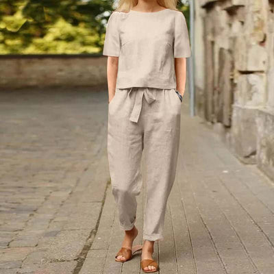 Women's Two-Piece Summer Set Outfit - Comfortable and Stylish Harem Pants and Blouse 3
