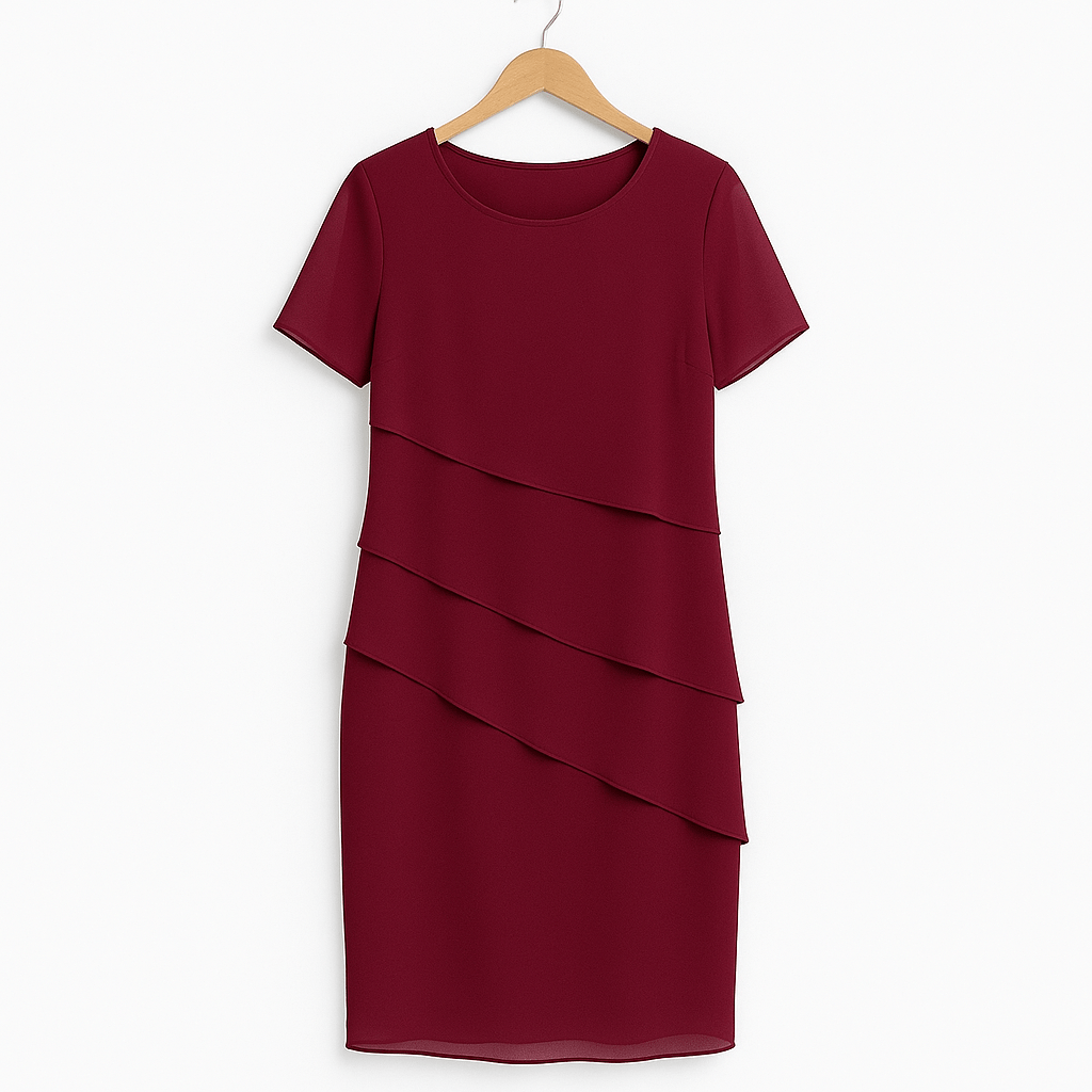 Womens Chiffon Tiered Dress – Elegant Summer Wedding Guest or Cocktail Style