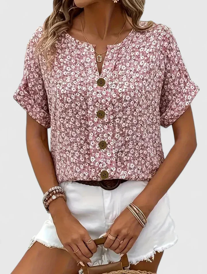 Floral Button-Front Crop Top Casual Summer for Women