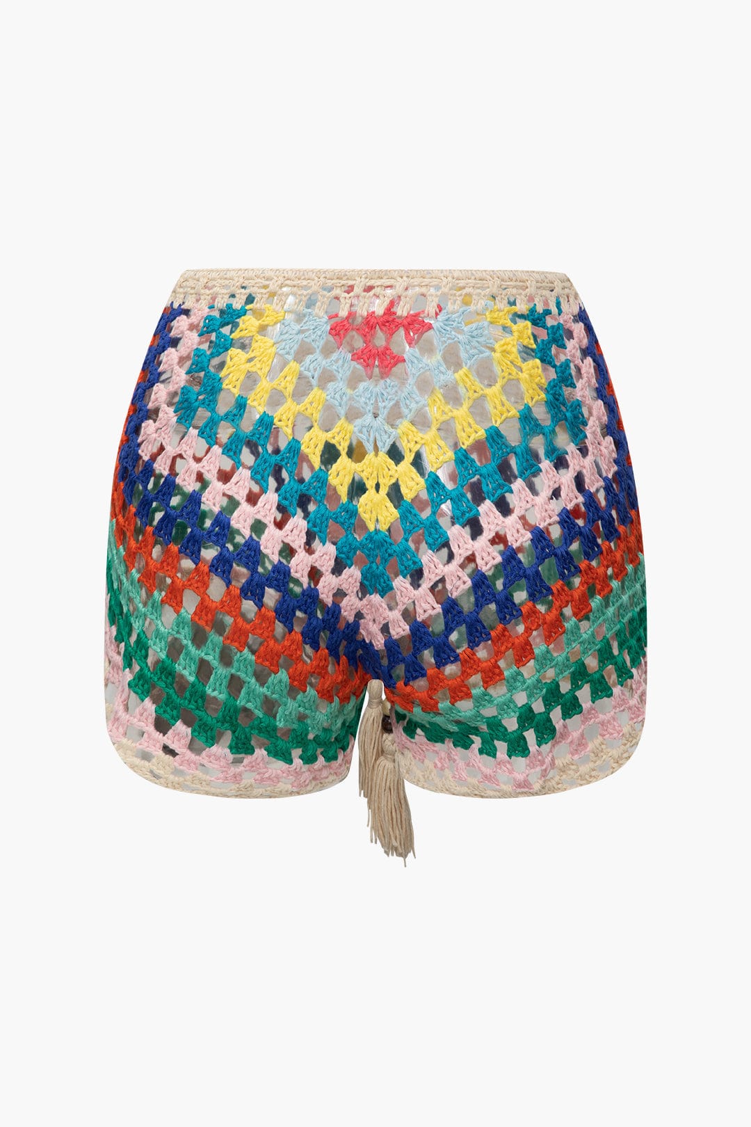 Boho Knit Bustier and Shorts Set in Beige for Summer Beach