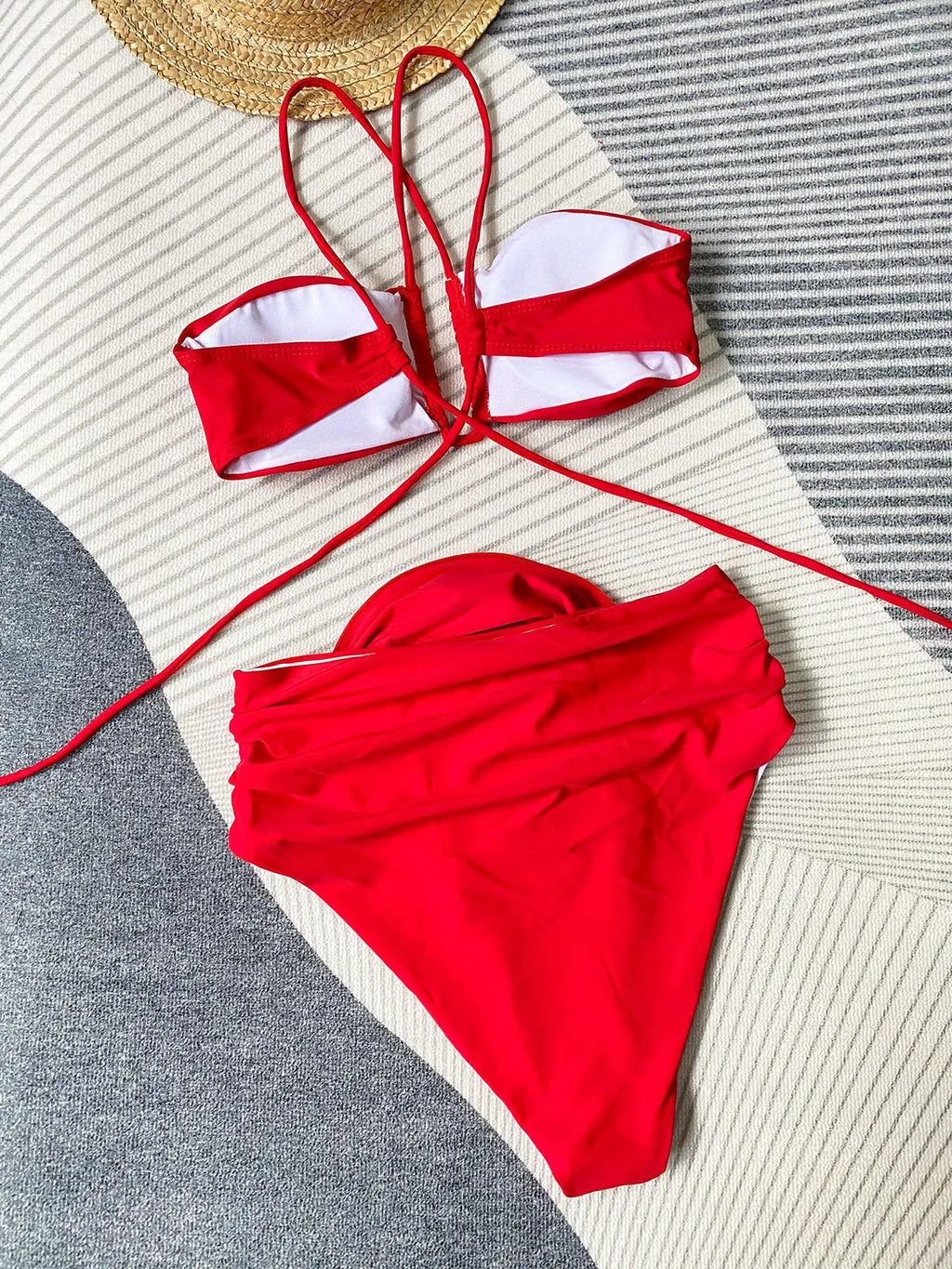 Halterneck Bikini with Floral Detail for Women Summer Beach