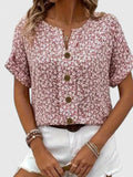 Floral Button-Front Crop Top Casual Summer for Women